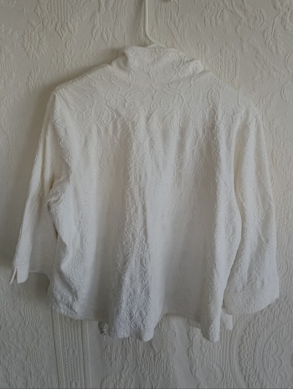 Laura Ashley White Rose Textured Zip Front Jacket Large Floral - Picture 7 of 9